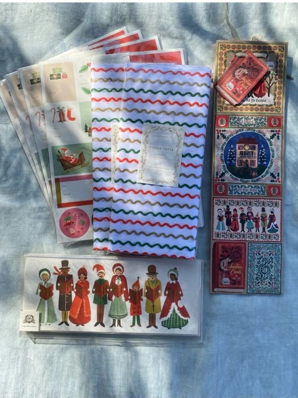 NWT Rifle Paper Company gift stickers Christmas cards tissue paper gift bag lot